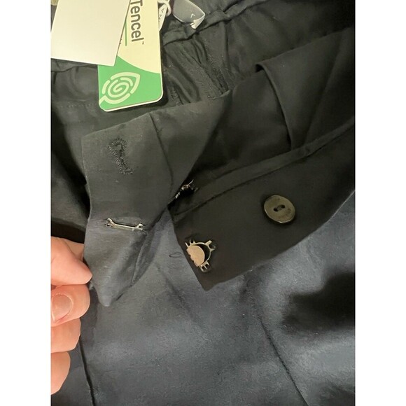 Grana Size Large Black Tencel Side Slit Pants - Picture 13 of 16